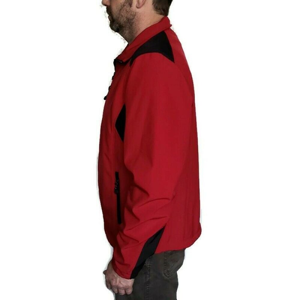 BLACK DIAMOND fleece lined full zip mock neck soft shell jacket red black Sz XL - Picture 2 of 9